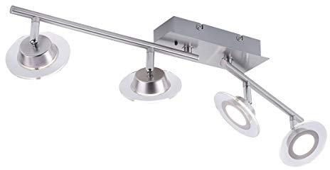 LeuchtenDirekt, LED Deckenleuchte, 4-flammig, dimmbar mit Fernbedienung, Deckenlampe, RGB-Farbwechsel, Farbtemperatur einstellbar, warmweiss - kaltweiss, dreh- und schwenkbar, stahl, IP20