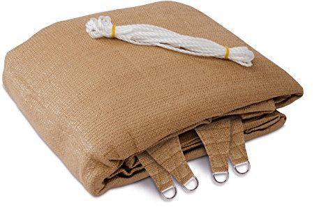 casa pura Voile d'Ombrage - Toile + Kit de Fixation Inclus | Voile d'Ombrage Carré Résistante UV | Toile Tendue en 9 Tailles | Sable - 3x3m + Accroche