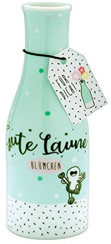 Sheepworld Vase mit Motiv Gute Laune | Vase mit Motivdruck, Porzellan | Geschenk, Dekoartikel, Blumenvase | 46461
