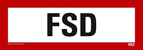 Aufkleber FSD Feuerwehr-Schlüssel-Depot Feuerwehr-Informationszentrale selbstklebend Hinweisschild Warnaufkleber Warnhinweis 21x7,4cm Made in Germany by MBS-SIGNS
