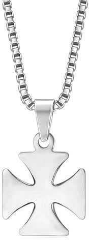 BOBIJOO JEWELRY - Discret Pendentif Doré 17mm Croix Pattée Templier Chevalier Acier Argenté Chaîne