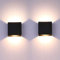 Glighone 2Pcs LED Wall Lights Indoor Up Down Wall Lamp Wall Wash Light Modern Wall Sconce Lighting Black 6W Aluminum for Living Room Bedroom Hallway Corridor, Stairs, Warm White