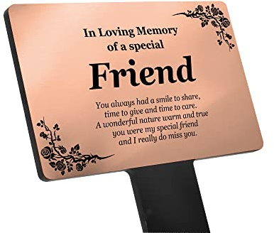 Special Friend Memorial Remembrance Plaque Stake - Gold/Silver/Copper Waterproof, Outdoor, Grave Marker, Tribute, Plant Marker (Copper)