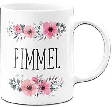 Tassenbrennerei Tasse mit Spruch Pimmel blumig - Kaffeetasse lustig mit Beleidigung - Spülmaschinenfest (Weiß)