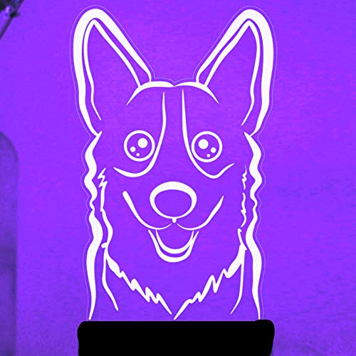Jinson well 3D Husky Hund Lampe optische Illusion Nachtlicht, 7 Farbwechsel Touch Switch Tisch Schreibtisch Dekoration Lampen Acryl Flat ABS Base USB Spielzeug