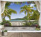 LB Wandteppich Tropischer Strand Wandtuch Grüne Palme Wandbehang Insel Landschaft aus Balkon Tapisserie für Wohnzimmer Schlafzimmer Wohnheim Wanddeko,235x180cm