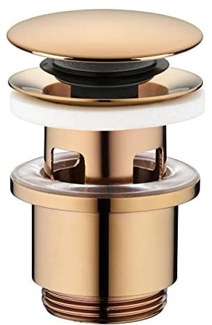 Edouard Rousseau Bonde de Lavabo Clic-Clac, diam. 63 mm, certifié NF, avec Trop Plein, Standard, Finition Rose Gold