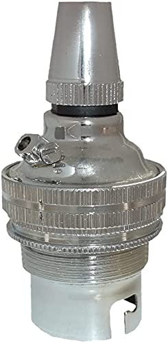 2 Pack Traditional Earthed Solid Brass Lampholder with Shade Retaining Ring and Metal Cord Grip | Silver Nickel Finish - lacquered | B22|B22D | Bayonet Cap