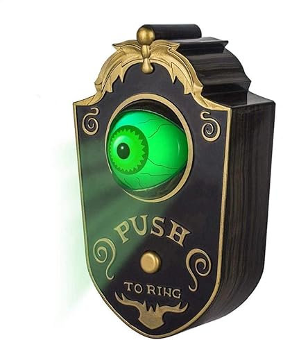 Rhein Beleuchtung Décoration d'Halloween - Sonnette de porte effrayante - Œil animé avec sons Spooky - Accessoire de fête d'Halloween - Événement pour les enfants.