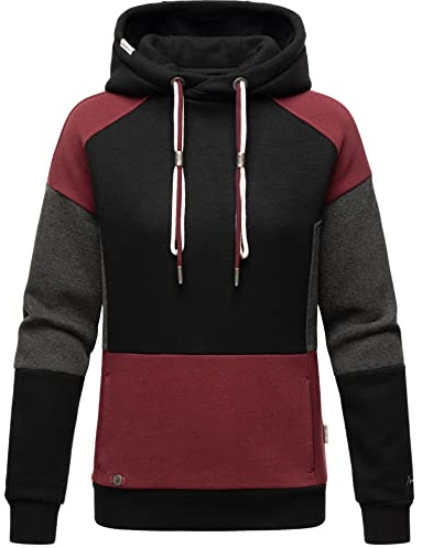 Navahoo Damen Sweatjacke Colorblock Hoodie Langarm Kapuzenpullover