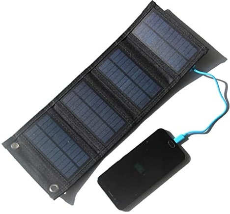 Panneau Solaire Pliable de 6 W Ports USB Panneau Solaire Chargeur Chargeur Solaire Portable pour Voiture Bateau Marine Motos Camion Téléphone Caméra,Black,38 * 14.5cm