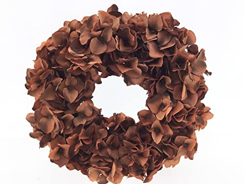 finehomegarden Hortensienkranz Türkranz Tischkranz künstlicher Kranz Ø36cm rost/braun Wandkranz Deko