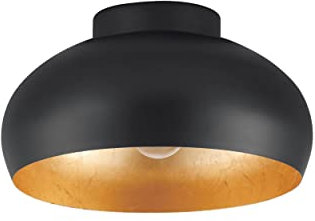 EGLO Deckenlampe Mogano 2, 1-flammige Deckenleuchte, Wohnzimmerlampe aus Metall in Schwarz und Gold, Flurlampe Decke, Deckenbeleuchtung mit E27 Fassung