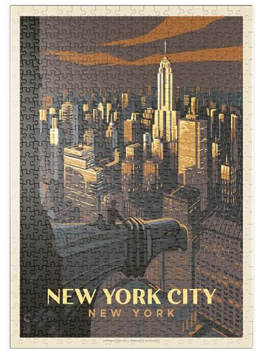 MyPuzzle New York City: Eagle's View, Vintage Poster - Premium 500 Teile Puzzle - MyPuzzle Sonderkollektion von Anderson Design Group