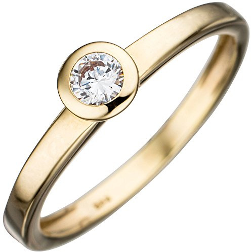Solitär Ring Damenring aus 333 Gold Gelbgold Zirkonia weiß Goldring