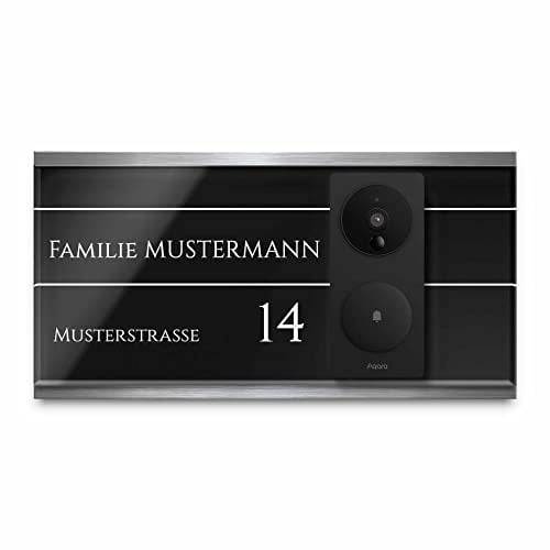 Witterungsbeständiges Klingelschild für Aqara aus Acrylglas - personalisiertes Türschild Namensschild aus Edelstahl & Acrylglas | hochwertiges Funkklingel Zubehör