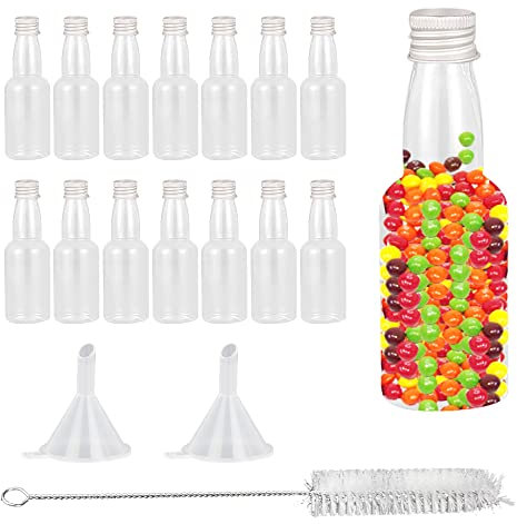 CHEVVY 15 pcs Mini Frascos de Plástico Botellas de Licor 60ml Frascos para Auto-llenado Mini Botellas Vacías Botellas de Plástico para Licor Schnapps Aceite o Manualidades