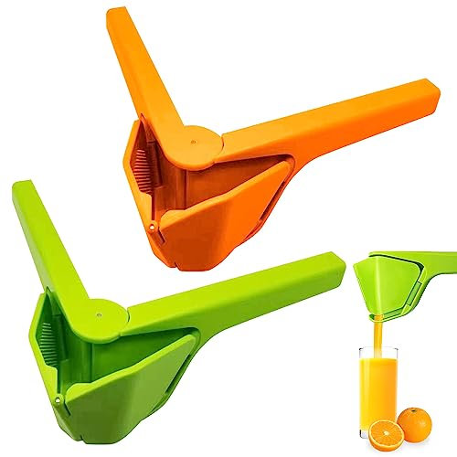 2 Stück Zitronenpresse Set, 25x10x4cm Lemon Squeezer, Zitruspresse Manuell, Faltet Flache Zitronenpresse Handpresse, für Saft Extrahieren(Orange+Grün)