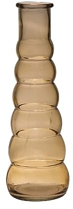INNA-Glas Einzelblumenvase Mayrin aus Glas, beige-braun-klar, 18 cm, Ø 5 cm | Farbige Vase
