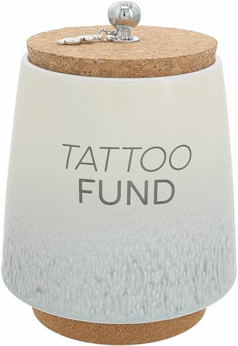 Pavilion – Tattoo Fund 16,5 cm, einzigartiges Keramik-Sparschwein, Spardose mit Korkboden und Korkdeckel, Ombré-Grau