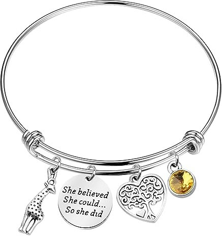 Giraffen-Armband, Giraffenliebhaber, Geschenk für Sie She Believed She Could So She Did, Inspirationsgeschenk für Sie, Edelstahl