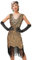 Odizli 20er Jahre Kostüm Damen Vintage Gatsby Glitzer Pailletten 1920er Charleston Flapper Fransenkleid Frauen Sexy Ärmellos V-Ausschnitt Kurz Abendkleid Hochzeit Party Cocktailkleid Gold Schwarz L