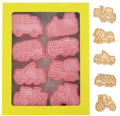 8 Pcs Cartoon Fun Biscuit Moulds Car Biscuit Cutters Cookie Cutters for Kids 3D Cookie Cutters Shapes for DIY Baking Biscuits