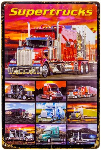 30 x 20 cm Retro Blechschild passend LKW/US Supertruck Fans - Deko Werkstatt, Garagen Schild