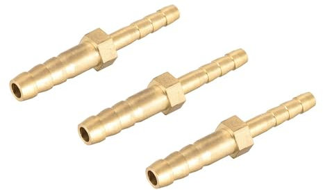 TOP-VIGOR Lot de 3 raccords cannelés droits en laiton de 6 mm à 4 mm, raccords droits pour eau, gaz, huile, bateau, tuyau d'air
