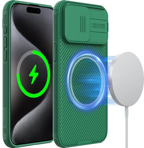 Nillkin CamShield Magnetic for iPhone 15 Pro Case for MagSafe Green