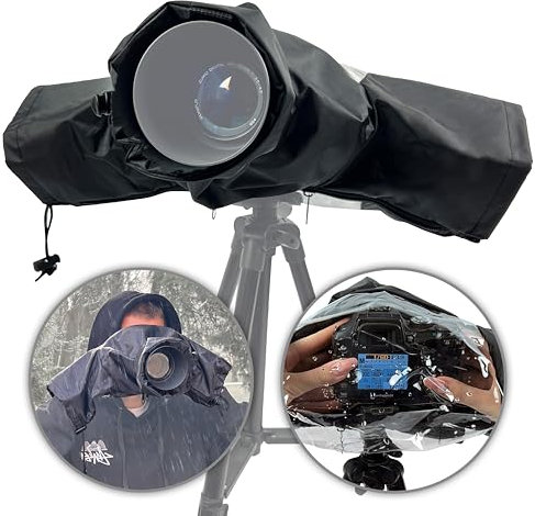 MyGadget Cover Antipioggia per Macchina Fotografica [con finestra trasparente] - Per Obiettivi fino a 18 cm ⌀ - Copertura per fotocamera reflex Nikon | Canon