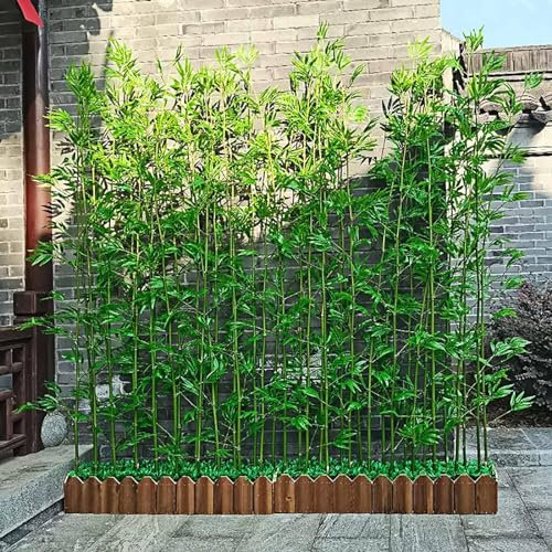 JIANGSS Bambou Artificiel d'extérieur, écran de séparation de pièce intérieure, différentes Tailles, avec Fausses Plantes en Pot avec Base en Bois, pour Foyer/hôtel,1m-8hole