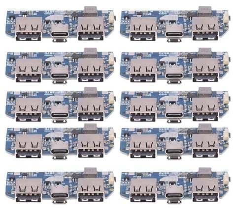 CENMEN 10 Stück Typ-C USB 5V 2A Dual USB 18650 Boost Batterie Ladegerät Platine Mobile Power Bank Zubehör Metall für Telefon DIY Step-Up, 500700178