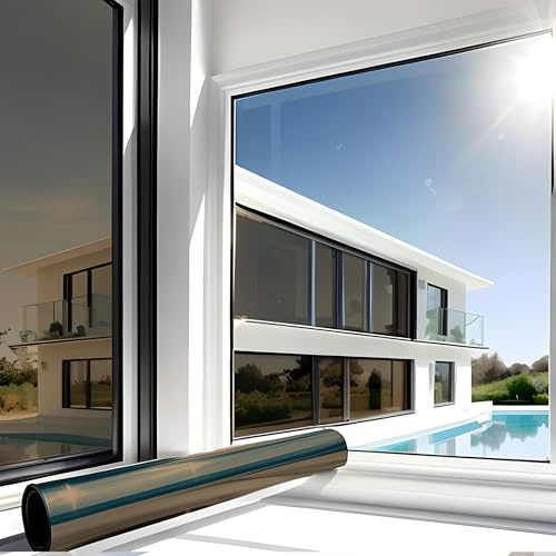 MARAPON ® Fensterfolie selbstklebend inkl. eBook mit Profitipps - Sichtschutzfolie Fenster mit Anti-UV - Milchglasfolie - Milchfolie (Spiegelfolie Braun, 1.18 x 2 m)