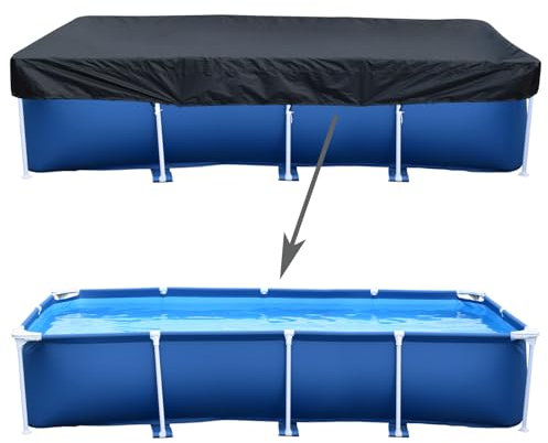 157 X 83 Rectangle Pool Cover, Made of 210D Heavy-Duty Waterproof Oxford Fabric, 13 x 7 ft Rectangle Pool Cover, 157 in x 83 in Swimming Pool Cover, Solar Pool Covers for Rectangular Frame Pools