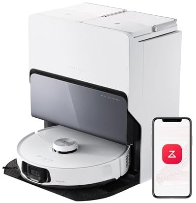 roborock S8 MaxV Ultra Robot Vacuum Cleaner with Mop, 10000Pa, Reactive AI 2.0 Obstacle, 60°C Auto Mop Washing & Drying, FlexiArm Design, Corner to Edge Deep Cleaning and Lift Mop, All-in-One-Dock