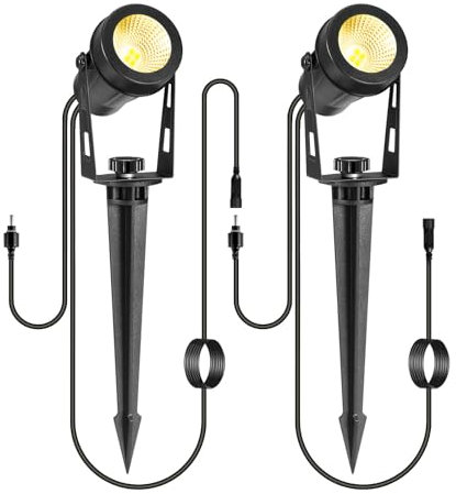 ECOWHO 2 Pack Gartenstrahler ohne Stecker 12V 3W LED Gartenbeleuchte Verlängerungsgartenlichter (Warmweiß, 2er-Pack)