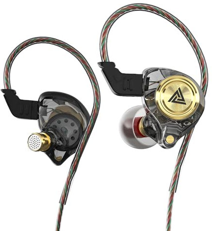 Yeabomy Ak3file, auricolari in-ear cablati per gaming, bassi profondi, cuffie in-ear HiFi con driver dinamico 1DD da 10 mm, cavo rimovibile IEM per musica, videogiochi, videochiamate (nero)