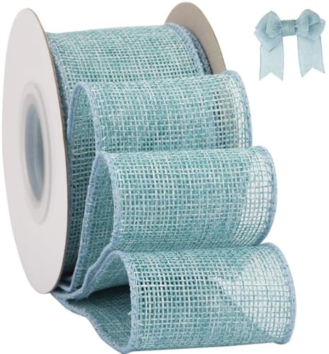 Tekdeere Nastro in Iuta con Filo, 50 mm x 9 Metri, Blu Isola – Per Artigianato, Confezioni Regalo, Ghirlande, Fiocchi, Decorazioni per Alberi e Allestimenti Esterni