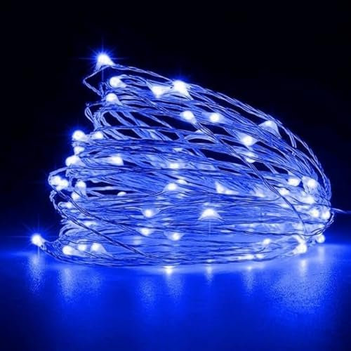 MODE BLEND LED Copper Wire String Lights Mini 3AA Battery Operated/Powered Copper Wire LED Firefly Lights for Bedroom Decoration Wedding Home Christmas Parties Holiday (Blue, 15M - 150LED)