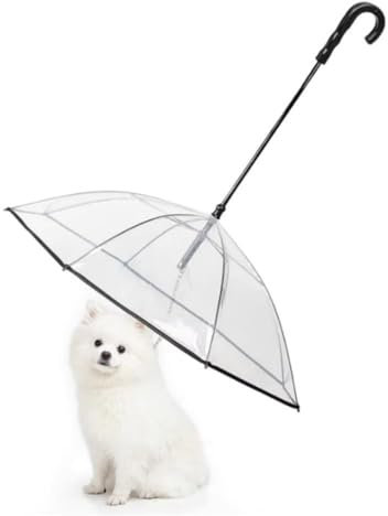Regenschirm für Hunde mit Leine für kleine Haustiere, transparente Regenschirme, regenfest, schneefest, verstellbare Riemen, Regenschirm für kleine Hunde