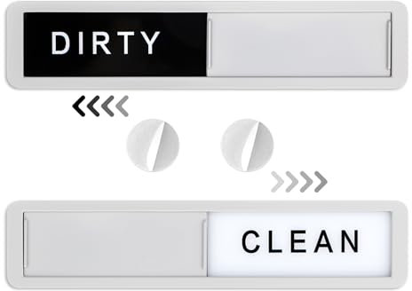 Clean Dirty Dishwasher Magnet, 17.8cm Dishwasher Sign, Easy to Read & Slide Non-Scratching Strong Magnet Indicator for Kitchen Organization