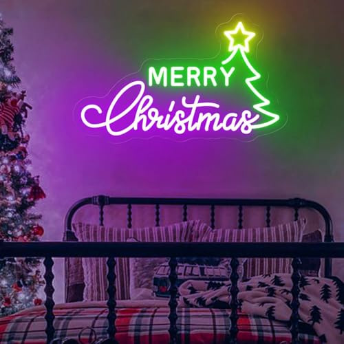 Xusdamyj Weihnachtsbaum Neon Schild, Weihnachtsbaum LED Licht, Individuelles Neon Schild