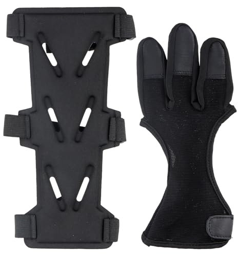 Protector de Brazo de Tiro con Arco, Protector de Antebrazo Ajustable para Caza, Protector de Muñeca y Antebrazo con Arco, Accesorios de Protección para Dedos y Antebrazo para Jóvenes y Adultos