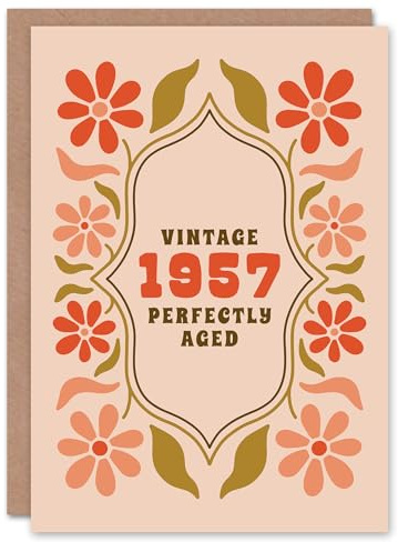 Artery8 Vintage Year Floral Flowers Her Born 1957 Aged 68 Years Old 68th Birthday Card Mum Gran Wife