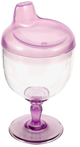 Housoutil Goblet Training Cup, Purple Plastic Goblet Sippy Cup, 180ml Kids Sippy Bottle, Fancy Wine Glass Mug Spill Proof for Toddler Child