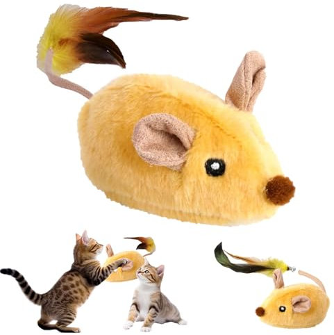 Ayizhiniu Magic Maus Katze, Jouet Interactif pour Chat, Jouet avec Queue en Plumes, Peluches Jouets, S'applique à Divertissement Jouet