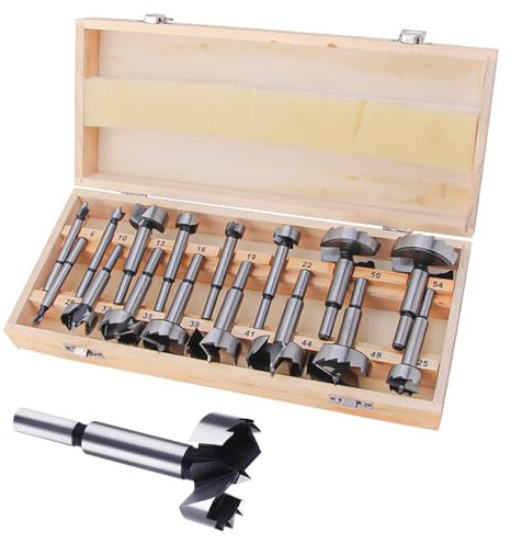 16-Piece Forstner Drill Bit Set - Multiple Teeth Wood Drill Bit Set, Drill Bit for Woodworking, with 6 to 54 mm Forstner & Storage Box, Suitable for All Wood Types