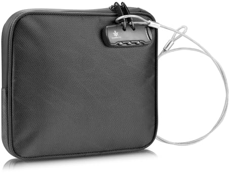 KOSMCCO Beach Locking Bag, 9x7.5 Inch Portable Safe for Phone, Wallet, Keys | Anti-Theft Locking Travel Pouch for Pool, Vacation (Black)