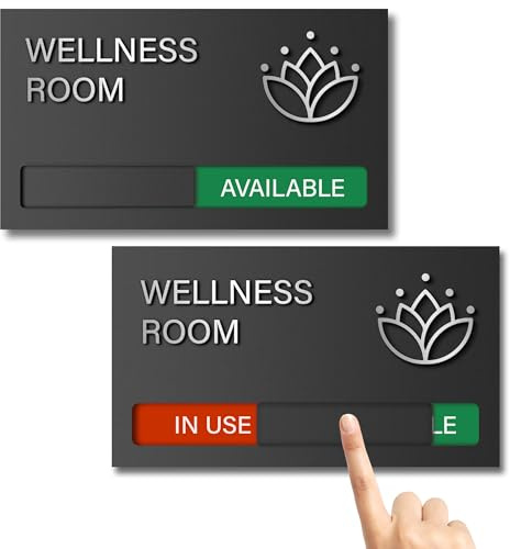 Wellness Room Sign - Do Not Disturb, Door Signs for Office Business, In Use/Available Slider Indicator Tell Whether Room is Vacant Occupied